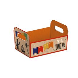 Caixote De Cartão Junina Kraft Colorido