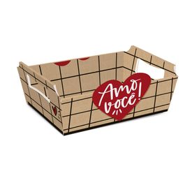 Cesta De Cartão Amo Muito Colorido