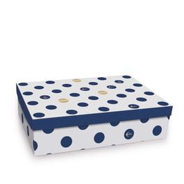 Caixa Rígida Retangular Baixa Náutico Azul/Ouro/Branco