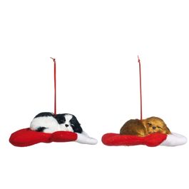 CACHORRO DECORATIVO BRANCO / VERMELHO
