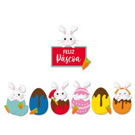 Kit Adesivo Para Vitrine Surpresa De Pascoa Colorido