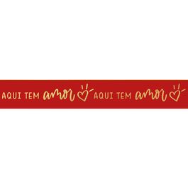 Fita De Cetim Com Hot Stamping Aqui Tem Amor Rubi