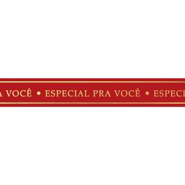 Fita De Cetim Com Hot Stamping Especial Pra Você Rubi Vermelho Rubi / Ouro