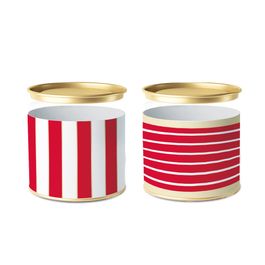 Lata para Doces Listras Vermelho