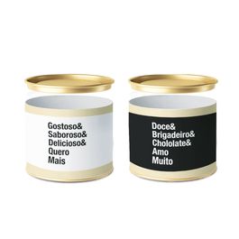 Lata para Doces Gostosuras Preto / Branco / Ouro