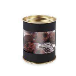Lata Para Doces Com Visor Liso Preto