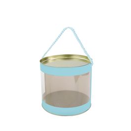 Cesta Na Lata Com Alca Liso Azul Turquesa