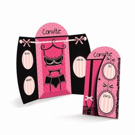Convite Chá de Lingerie Preto/Rosa JG C/8