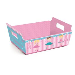 Cesta de Cartão Bailarina Rosa/Azul