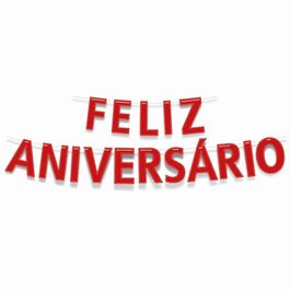 Faixa Feliz Aniversario Tropic Vermelho C/1