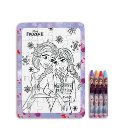 Quebra-cabeça com Giz de Cera Frozen Colorido