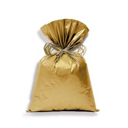 Saco Adesivado para Presente Metal Liso Opacque Ouro PT C/100