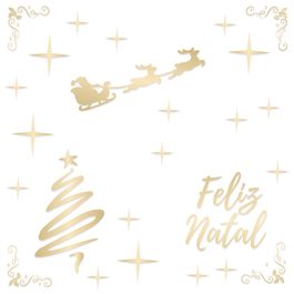 Kit Adesivo Para Vitrine Feliz Natal Ouro