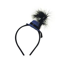 Tiara Chapéu com Penas Azul