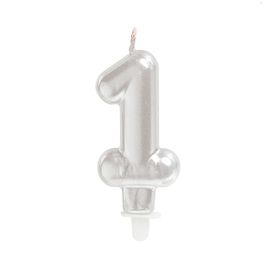Vela Numérica Perolizado N.º 1 Branco
