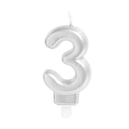Vela Numérica Perolizado N.º 3 Branco