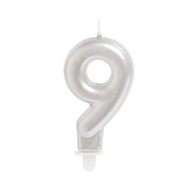 Vela Numérica Perolizado N.º 9 Branco