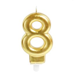 Vela Numérica Perolizado N.º 8 Ouro