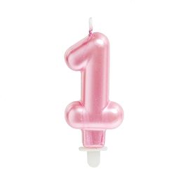Vela Numérica Perolizado N.º 1 Rosa