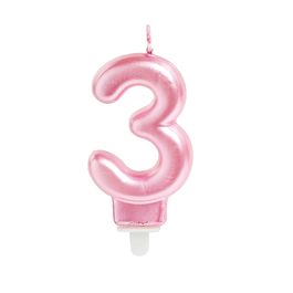 Vela Numérica Perolizado N.º 3 Rosa