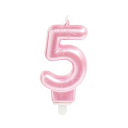 Vela Numérica Perolizado N.º 5 Rosa