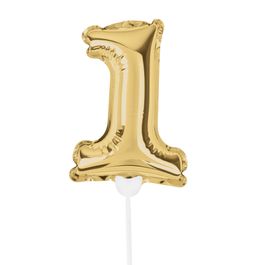 Mini Balão Auto Inflável Numérico Com Vareta N.º 1 Ouro