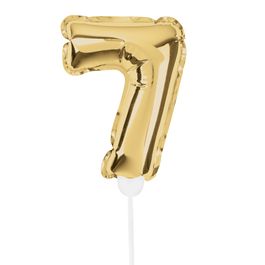 Mini Balão Auto Inflável Numérico Com Vareta N.º 7 Ouro