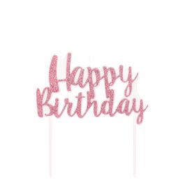 Vela Happy Birthday Rosa Claro