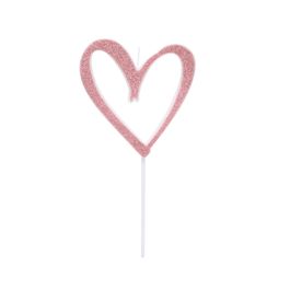 Vela Pick Coração Liso Rosa Claro