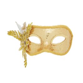Máscara Paetê C/Flor Ouro