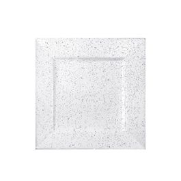 Prato De Plastico Glitter Prata