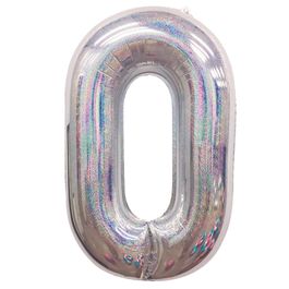 Metalizado Número N.º 0 Holográfico Glitter Prata