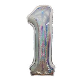 Metalizado Número N.º 1 Holográfico Glitter Prata