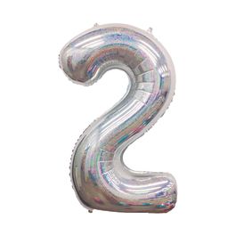 Metalizado Número N.º 2 Holográfico Glitter Prata
