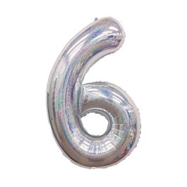 Metalizado Número N.º 6 Holográfico Glitter Prata