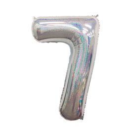 Metalizado Número N.º 7 Holográfico Glitter Prata