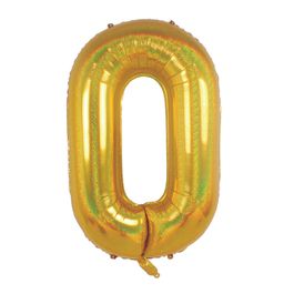 Metalizado Número N.º 0 Holográfico Glitter Ouro