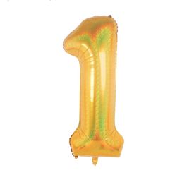 Metalizado Número N.º 1 Holográfico Glitter Ouro
