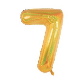 Metalizado Número N.º 7 Holográfico Glitter Ouro