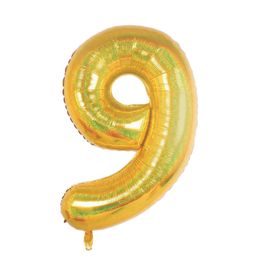 Metalizado Número N.º 9 Holográfico Glitter Ouro