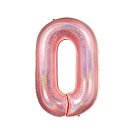 Metalizado Número N.º 0 Holográfico Glitter Rose Gold