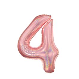 Metalizado Número N.º 4 Holográfico Glitter Rose Gold
