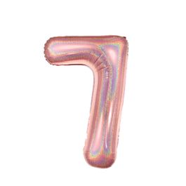 Metalizado Número N.º 7 Holográfico Glitter Rose Gold