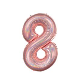 Metalizado Número N.º 8 Holográfico Glitter Rose Gold
