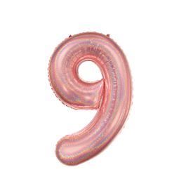 Metalizado Número N.º 9 Holográfico Glitter Rose Gold