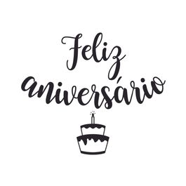 Lettering Transfer P/Balão Feliz Niver Bolo Preto