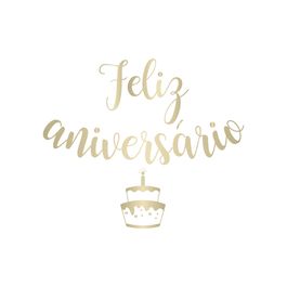 Lettering Transfer P/Balão Feliz Niver Bolo Ouro