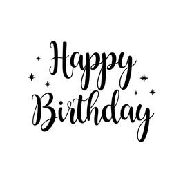 Lettering Transfer P/Balão Happy B-Day Preto