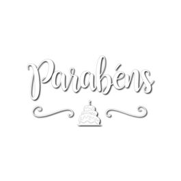 Lettering Transfer P/Balão Parabéns Bolo Branco