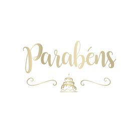 Lettering Transfer P/Balão Parabéns Bolo Ouro